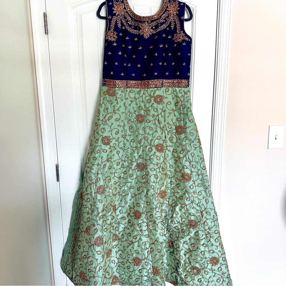 New Navy and Mint Anarkali Gown